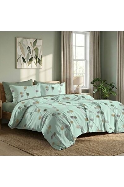 Pucioasa 6-piece finet double Duvet Cover Set , Green with Polka Dot