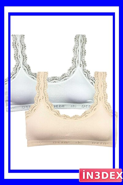 İN3DEX Lace Embroidery Detailed Bamboo Fabric Bustier Set 2-Pack