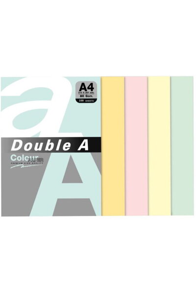 DOUBLE A Colored Paper for Copier A4, 80gsm, 500 sheets/top, - 5 assorted pas...