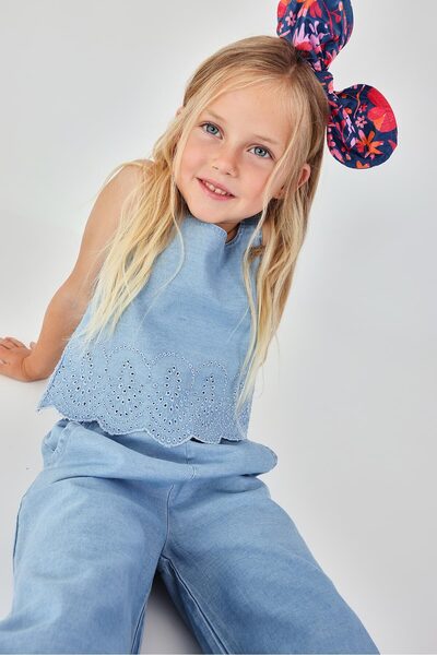 Boboli Jacquard Denim Blouse 2-6 Years Blue