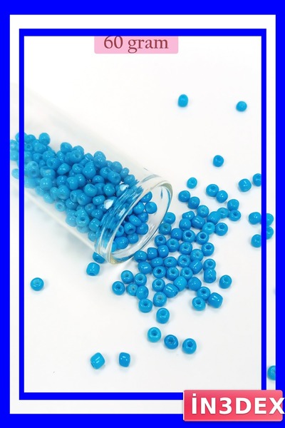 İN3DEX Light Blue Bulk Glass Beads 4mm Large Size 60 Grams