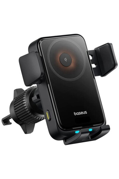 Baseus Wireless Charging Phone Holder, 15W, LED - Wisdom Pro - Black