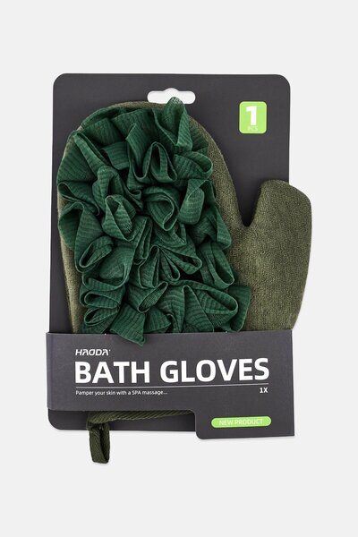 Muy Mucho Haoda Bath Gloves, Dark Olive