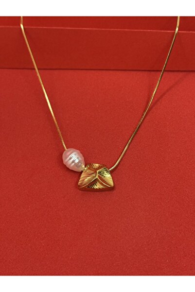 Melisa Takı & Aksesuar Leaf Necklace with Pearls