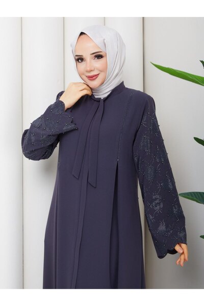 SG SARİALGİYİM New Season Premium Abaya Stunning Stone-Embellished Abaya Ferace