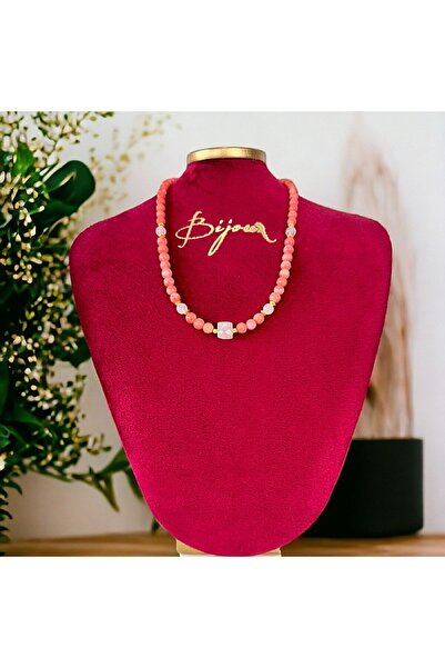 Ezera Karissa Necklace with Coral and Rose Quartz