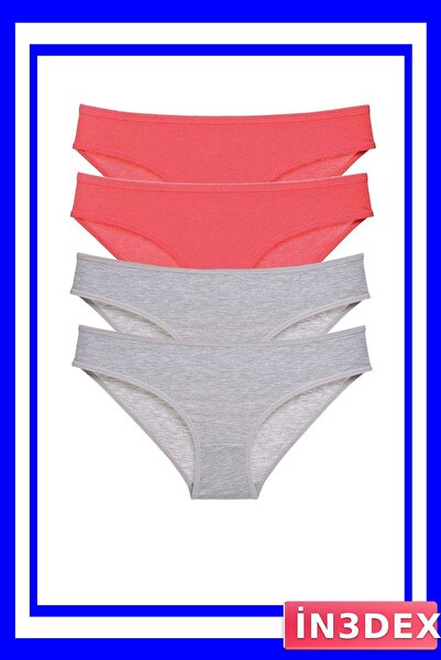 İN3DEX 4-Piece Lycra Women's Slip Panties Set Fuchsia and Gray Color Options
