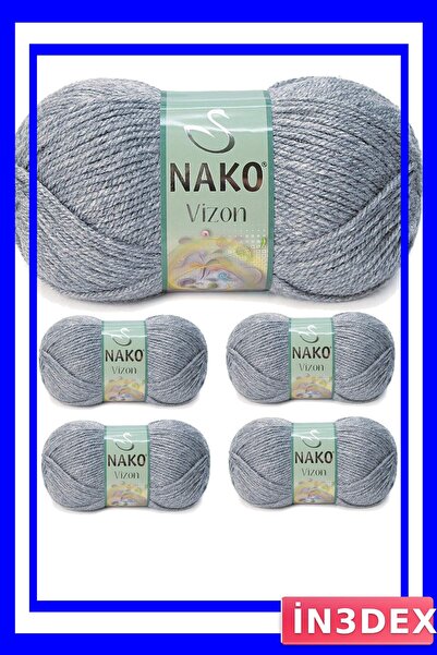 İN3DEX 5 Pieces of Acrylic Hand Knitting Yarn in Fog Gray Color