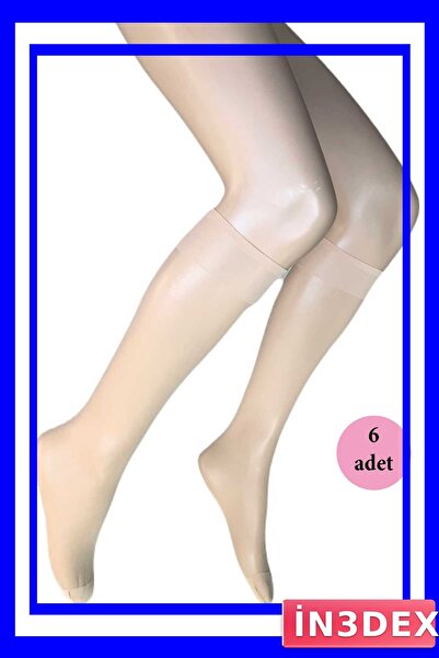 İN3DEX Pack of 6 Women's Knee-Length Socks 15 Denier Skin Color