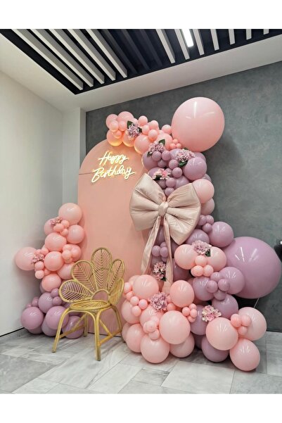 Çemrek Süs Parti Powder Pink Macaron Pink Balloon Chain Set of 100