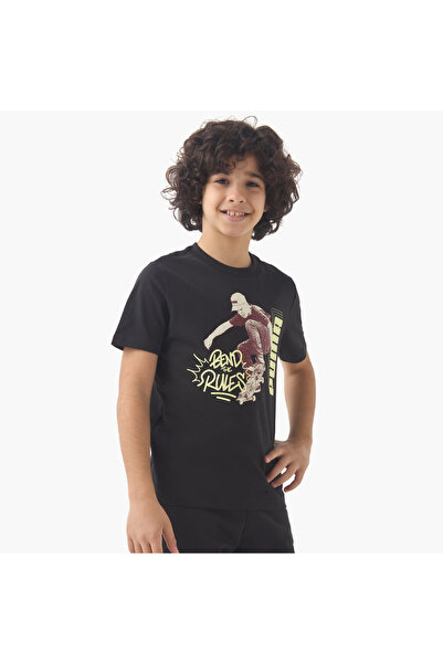 Puma Boys Crew Neck T-shirt with Graphic Print - Cotton - Short Sleeves