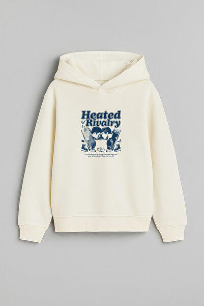 AYDESİGN Heated Rivalry İlya Rozanov 81 Design Printed Hooded Ecru Sweatshirt