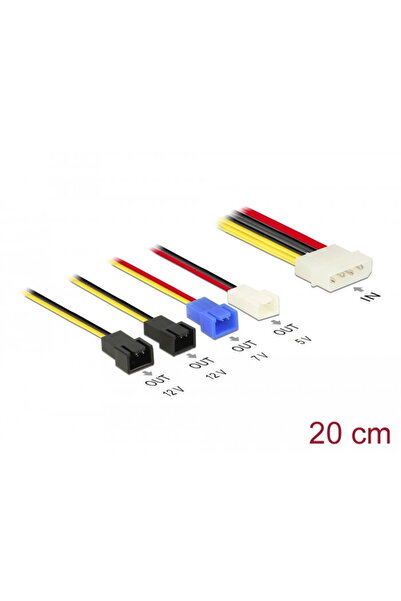 DELOCK Захранващ кабел Molex 4-пинов мъжки > 4 x 2-пинов вентилатор (12 V / 7...