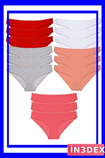 İN3DEX Lycra Women's Slip Panties Set 15 Pieces Multiple Color Options