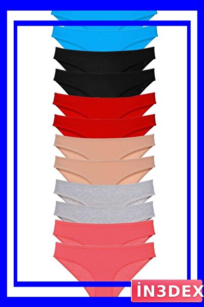 İN3DEX Lycra Women's Slip Panties Set 12 Pieces Multiple Color Options