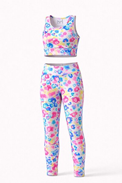 Lolliboomkids Set sport pentru fete, cu model colorat POP Batik, cu top și pa...