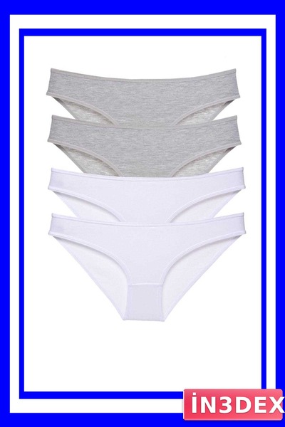 İN3DEX Lycra Women's Slip Panties Set 4 Pieces Gray White