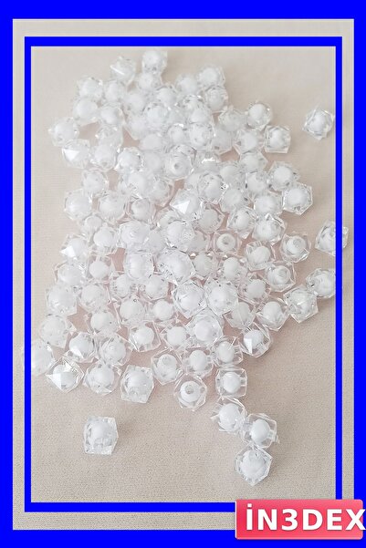 İN3DEX Cube Shaped White Beads 10mm for Wristband and Bag Design
