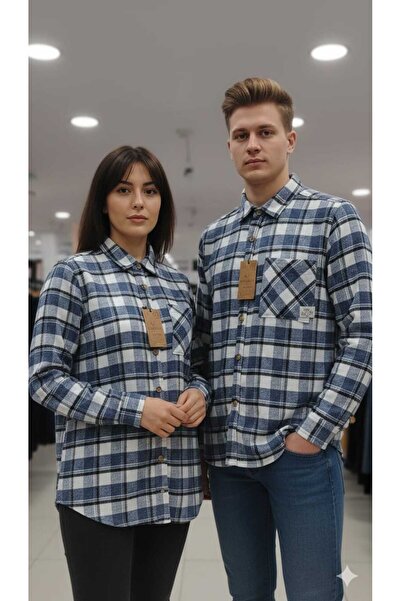 DağdevirenTekstil Tek Cepli Unisex Mavi Oduncu Gömleği