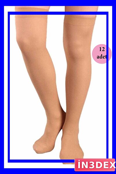 İN3DEX جوارب للركبة 70 دينيير، عبوة من 12 قطعة، لون برونزي