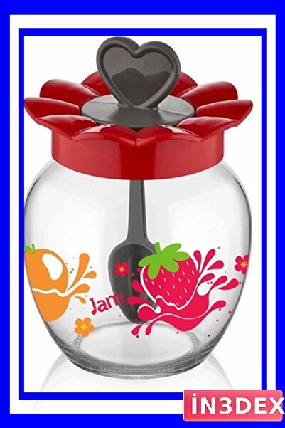 İN3DEX وعاء زجاجي مع ملعقة بسعة 370 سم مكعب