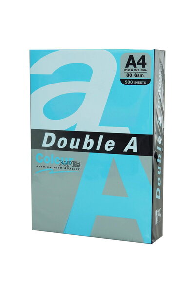DOUBLE A Hârtie colorată A4, 80 g/mp, 100 coli/partea superioară - Albastru i...