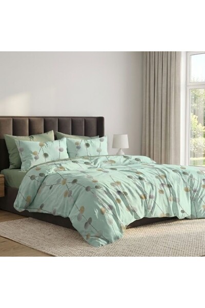 Pucioasa Lenjerie de pat cu elastic din finet, 6 piese, Verde cu buline