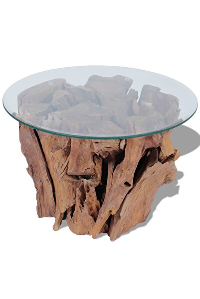 Concept Τραπεζάκι σαλονιού, 60 εκ., μασίφ ξύλο τικ με φθορές