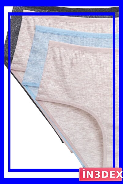 İN3DEX Colorful High Waist Ribbed Women's Panties Set of 4