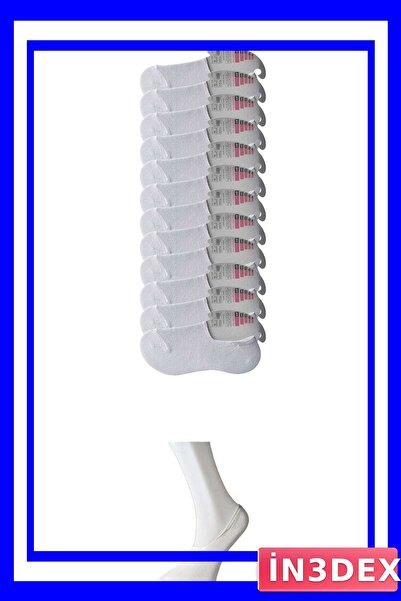İN3DEX White Colored Women's Ballerina Socks 12 Pairs Pack