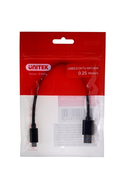 Unitek USB-C към USB-A 3.1 кабел, мъжки/мъжки, 0.25 м, Y-C490BK