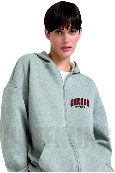 HOFFNUNG Unisex Βαμβακερό Oversize  "CHICAGO " με στάμπα και κουκούλα, άνετο ...