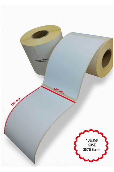 Kuşe Etiket | Barkod etiketi 100x150 cm | 350 Adet Sarım