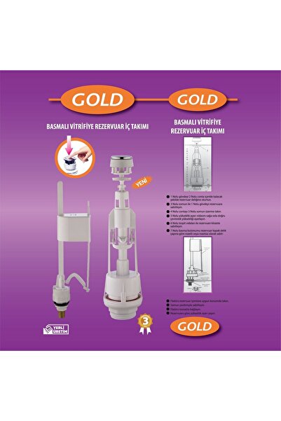 ASET PLASTİK Gold Basmalı Rezervuar Iç Takım Klozet Iç Takım Bütün Klozetlere...