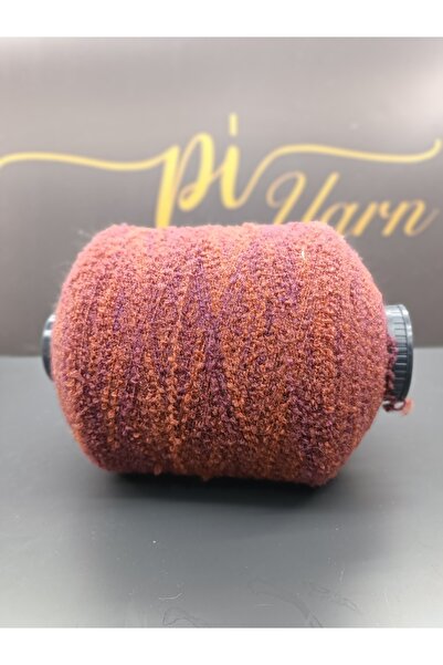 Pİ Yarn Penlope Thin Boucle Red - Tile Transition Hand Knitted Yarn 500Gr