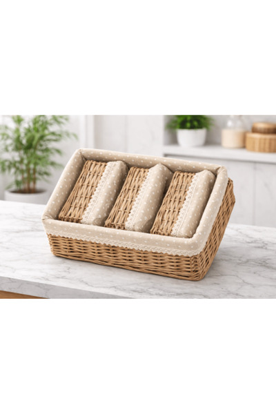 SPR سلال خوص Wicker Baskets Set of 4 with Cotton Lining