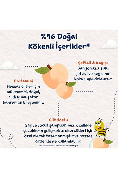 Genel Markalar Şeftali ve Kayısı Özlü Çocuk Saç ve Vücut Şampuanı 250 ml