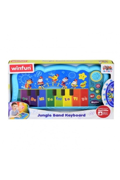 WINFUN Jucarie Pian cu 8 clape, functie Record, 5 instrumente si lumi...