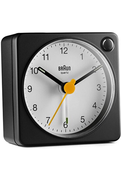 Braun Ceas de birou BC 02 XBW cu cuarț, alb/negru, cu întrerupător