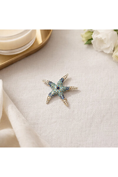 İZEV Taşlı Deniz Yıldızı Figürlü Broş