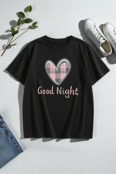 uyguntarz Унісекс нічна футболка з принтом у вигляді серця