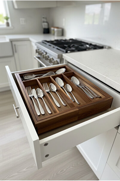 FH finehome Deny Adjustable Acacia Drawer Cutlery Holder
