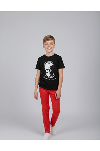 BLACK SWALLOW Αγορίστικο μπλουζάκι με στάμπα ATATURK και σετ παντελόνι από κό...