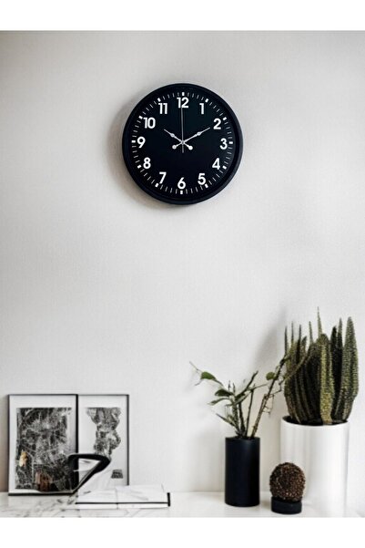 Lunaev ساعة حائط حديثة باللون الأسود مقاس 36 سم