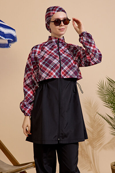 GAVLİA Women's Hijab Swimsuit Set of 3 - Full Zipper Closure..