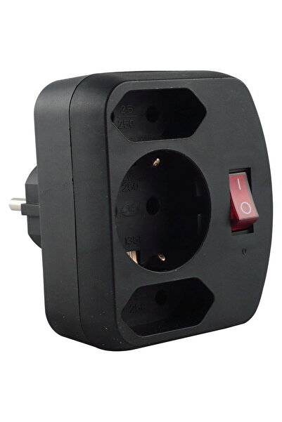 Rev Adaptor triplu cu comutator negru