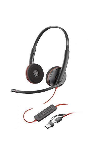 Poly Căști stereo Blackwire 3220 USB-C + adaptor USB-C/A (vrac)