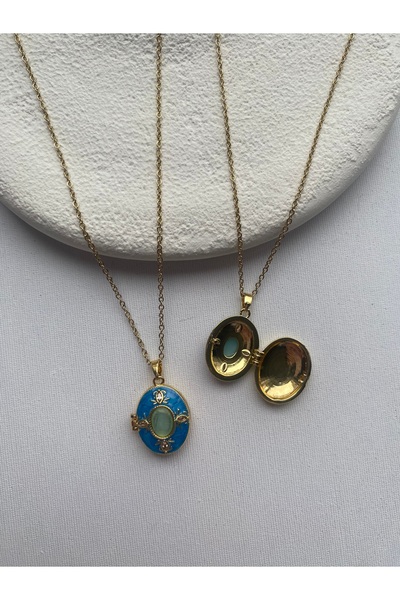 COLLECTİON Vintage Oval kapaklı Madalyon Kolye-anı kolyesi -fotoğraf koyulabilir