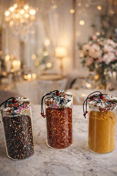 morponi Set of 3 Borosilicate Glass Jars with Ethnic Patterned Fabric Covers ...