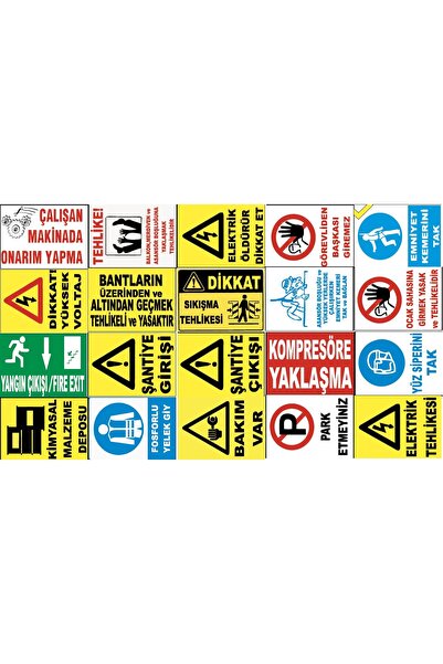 Yıldırım Workshop Factory Workplace Pvc Work Safety Warning Sign -20 Pcs Pack 22